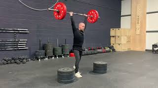 Block clean above knee + split jerk demonstration